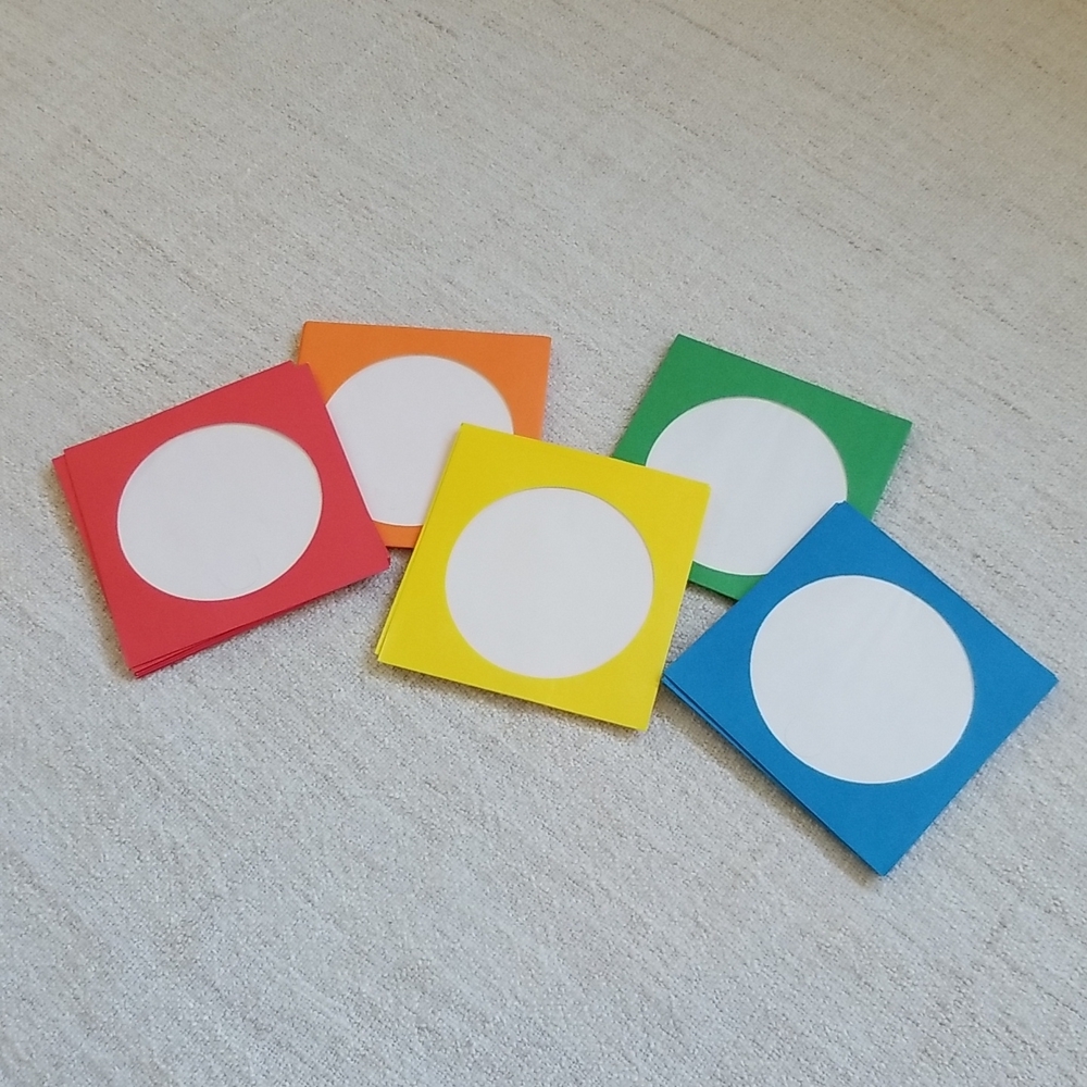 Source Unknown Colorful Circle CD sleeves- Red, Orange, Yellow, Green, Blue